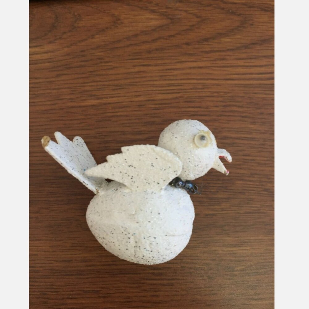 Antique Paper Mache Bird Mica1950s Christmas Ornament Japan